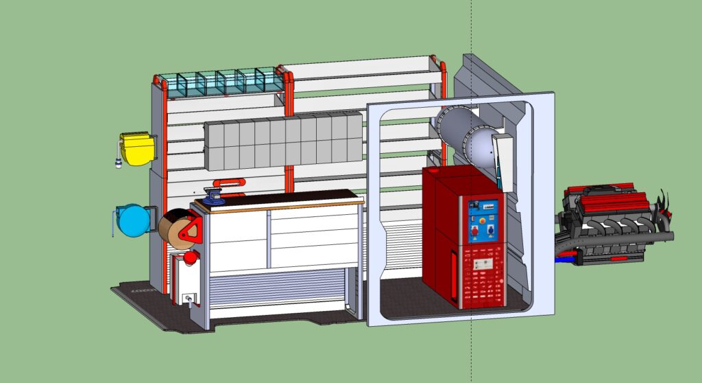 Allestimento veicoli commerciali realizzato su Dacia Logan con cassettiere modulari per organizzare utensili da lavoro